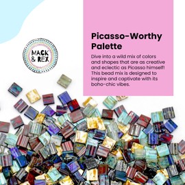 Mack and Rex Tila Bead Mixes (Full Dirty - Picasso) – Full Tila Beads – Five Lush Shades of Miyuki-Crafted Beads: Garnet, Cobalt, Teal, Dirty Cream, and Mossy! – Ideal for Jewelry Making