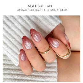 JMEOWIO Semi Cured Gel Strips Nail Art Sticker Wrap Glitter Gradient