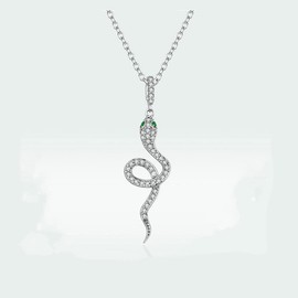 Ategazza Snake Rings Earrings 925 Sterling Silver Adjustable Open Ring with Green Zirconia ga5, Sterling Silver, Cubic Zirconia