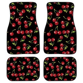 Aoopistc Cute Cherry Car Floor Mats 4 Packs Non-Slip Auto Interior Foot Mats Durable Auto Floor Mat Universal Fit SUV Cars Trucks Sedan