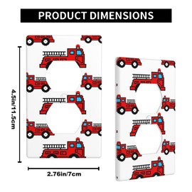 Pznen Fire Truck Outlet Covers Cartoon Red Truck Boys Car Mobilization Duplex Wall Plate Standard 1-Gang Plug Cover 4.5" X 2.76"