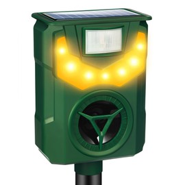 Upgraded Solar Ultrasonic Animal Repeller Outdoor,Deer Repellent Cat Repellent Animal Deterrent with Smart Detection Strobe Light to Keep Dog Cat Squirrel Coyote Raccoon Skunk Rabbit Out of Yard (1)