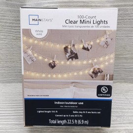Mainstays 2 Mainstays 100 Count Clear Mini 22 Foot White Wire String Lights Indoor Outdoor