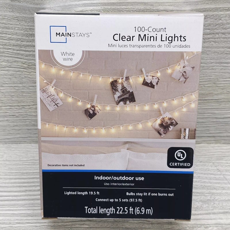 Mainstays 2 Mainstays 100 Count Clear Mini 22 Foot White