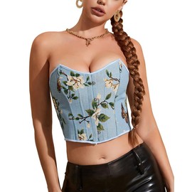 Alivila.Y Fashion - Corsé de PVC con espalda abierta para mujer, Mariposa azul, L