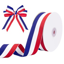Red White and Blue Ribbon Patriotic Ribbon 1.5 Inch x 50Yds American Flag Striped Grosgrain Ribbon for Gift Wrapping, 4th of July Decorations, Memorial Day Decorations, School Baseball Medals Crafts