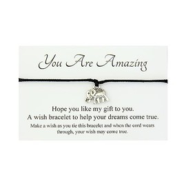 Lucor You are Amazing Gift,Inspirational Gifts,Elephant Wish String Bracelet,End of Year Gift,Pass Exam Gifts,Gifts for Friend (Blue)