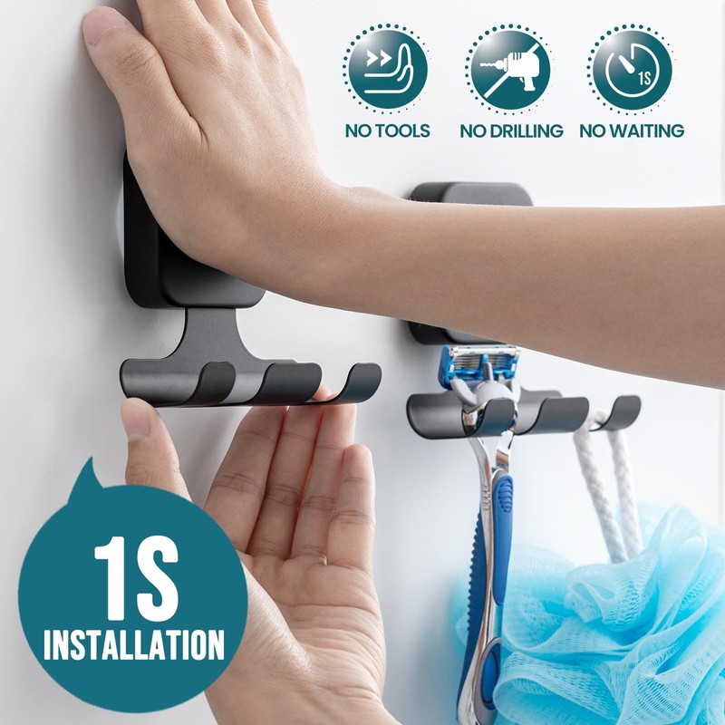 TAILI Powerful Suction Cup Razor Holder 2 Pack, Stylish 304
