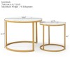 Set 2 Nesting Coffee Table White Gray Top Golden Frame