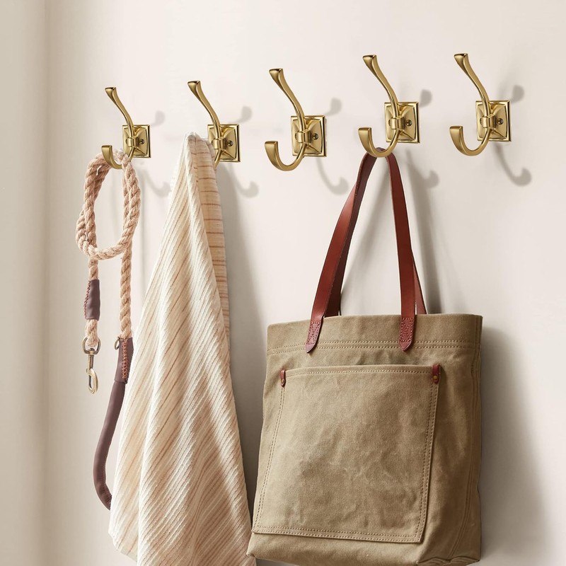 ZAUYX Large Wall Hooks 10 Pack - Brushed Gold Coat
