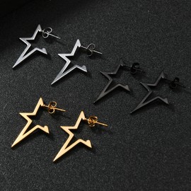 Y2K Grunge Goth Star Spike Earrings for man and woman, one size, Zinc, No Gemstone