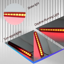 Full LED Rear Reflector Fog DRL Kit for Toyota Corolla 2021-2023 L LE XLE, Function as Dynamic Sequential Turn Signal Lights，Daytime Running Light Kit (REAR REFLECTOR SMOKE)