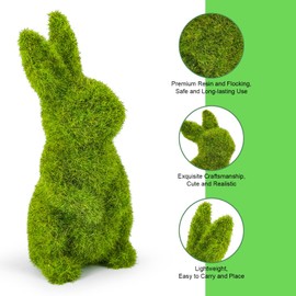 Decorative Decorations for Easter Bunny Gifts, Moss Green Flocking Sculpture, Garden Courtyard Family Gathering Celebration Decorations (5.5in Standing Rabbit)