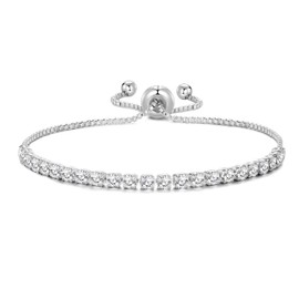 Philip Jones Silver Plated I Couldn't Say I Do Without You Solitaire Friendship Bracelet Created with Zircondia® Crystals