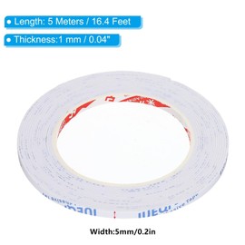 Coehaopike 2 Rolls 5m/16.4ft Sealing Foam Tape, 1mm Thick Single Sided Weather Stripping Door Furniture Seal Strip for Window Pipes Insulation (White)