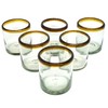 MexHandcraft Amber Rim 8 oz DOF Rock Glasses (set of