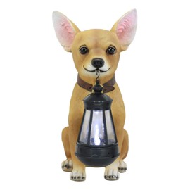 Ebros Picante Mexican Chihuahua Dog Decor Path Lighter Statue 12.5" Tall with Solar LED Light Lantern Lamp This Little Light of Mine