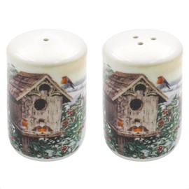 The Leonardo Collection LP52609 Christmas Robins Salt & Pepper Shakers Set, Fine China, Boxed