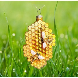 Unbranded Honey Bee Glass Ornament - Garden Flower Decor Woods Woodland Funny Cute Bear