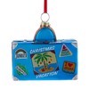 Glass Travel Luggage Ornament (Blue)