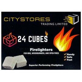 CTS 24 Fire Lighters Fireglow Wood Long Firelighters Burning Fireglow Fast Bbq Mess-Free Safe Odourless Instant Fire Starters for Wood Burners Barbecues Stoves Grills Campfires