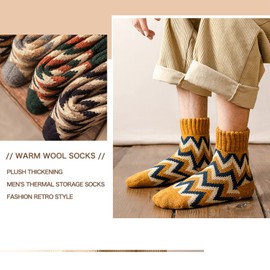 [Yazon] Men's Winter Thick Socks, Cold Protection, Warm Socks, Stylish, Room Socks, Winter Socks, Men's, Indoor Thermal, Kotatsu Socks, Wool Socks, Room Sleep, Fleece Lined, 9.4 - 11.0 inches (24 - 28 cm) (3 Pairs), 3 colors