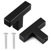 Mynoozi 2Pcs Square Cabinet Knobs,T-Shaped Cabinet Pulls,Stainless Steel Square Single