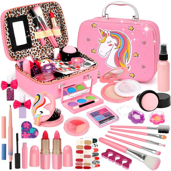 Flybay Kids Makeup Sets for Girls, Washable Make Up Kit Girls Toys, Non-Toxic Set Little Childrens Toys Christmas Birthday Gifts 4 5 6 7 8 9 Year Old Girl