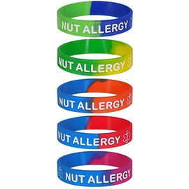 Max Petals NUT ALLERGY Silicone Wristbands - 2-Tone Assortment Small Size (7 inches) 5 Pack