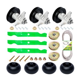 JXJKCZ 50 inch Deck Mower Rebuild Kit for Cub Ca det M TD RZT-50 RZT50VT ZT-5000 ZT-L7000 Includes 3 Spindles 618-04126 3 Blades 742-04053 1 Be lt 754-04044 3 Idler 756-04129 4 Deck Whe el 734-04155