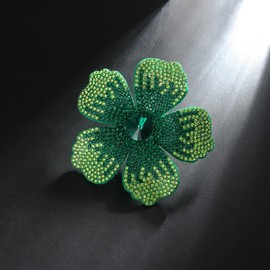 Mecool 2.95" Flower Hair Clip for Weddings Party Created Crystal Brooch Corsage Hair for Women | Flower Hair Jewellery Barrette Hair Decorations for Women Accessories-Green