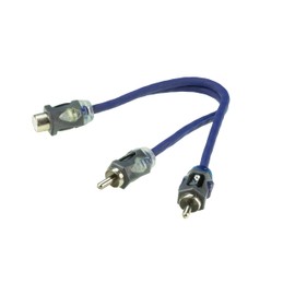 Scosche EFX Rogue RMM 2-Channel Twisted Pair RCA Interconnect Audio Cables - 2CH OFC Car Stereo, Power Sports & Marine Y-Adapter Connector Cable - 6 Inch Single Female to Dual Male