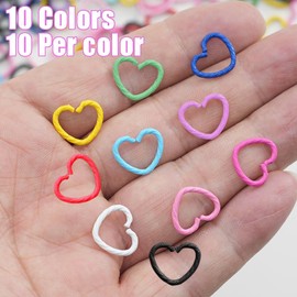 Ouliget Colorful Love Shape Braids Ring Clips,African Braid Decorations Circle Hair Jewelry Set,Cute Rings Accessories for Women's Hairstyles Dreadlocks Hair,100 Pieces