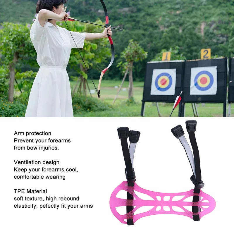 Archery Arm Guard TPE Adjustable Protective 2 Strap Forearm Protector