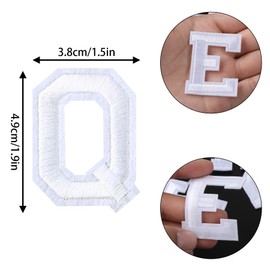 52pcs Letter Iron On Patches - Sew On Appliques Alphabet Embroidered Repair Patch (White)