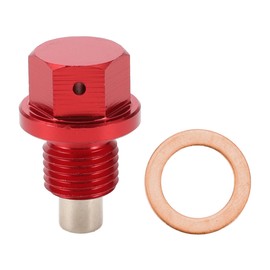 Motoforti Universal Oil Pan Screw Oil Drain Plug Sump Drain Nut Bolt, M14x1.5, Aluminium Alloy, Red, 1 Set