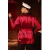 Mainfini 4 Pcs Men’s Wine Red Embroidered Satin Pajamas Costume