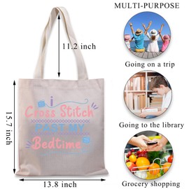 BDPWSS Cross Stitch Past My Bedtime Tote Bag - Craft Lover Gift - Cross Stitch TGCA