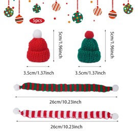 HO2NLE Pack of 20 Mini Santa Hats and Scarves Mini Santa Hats Christmas Hat Thimble Suitable for Christmas Table, Wine Bottles, Christmas Tree