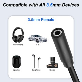 MEIRIYFA D-Type Panel Mount 3.5mm 1/8" TRS to 3.5mm TRS Audio Cable,3.5mm TRS Female to D-Type 3.5mm Female Stereo Jack Headphone Connector Cord Panel Mount for Smart Phone, Laptop, Tablet