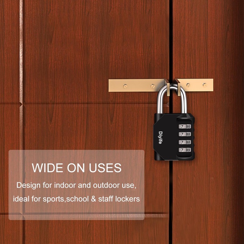 Combination Padlock, [2 Pack] Diyife 4 Digit Lock Combination, Padlock