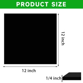 Bocolon Black HDPE Sheet for Heavy Duty Industry,High Density Polyethylene Sheets Colored HDPE Board for DIY, 1/4" Thick，Size 12" x 12’'