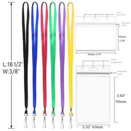 Lanyards with ID Badge Holder Name Tags Card Labels Lanyard String Keys Custom Necklace J Hooks Clip 50Pack Clear Plastic Waterproof Horizontal ID Badge Nametags annd 50 Pack Lanyards