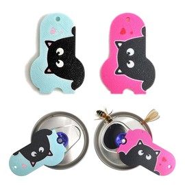 CTabPals Soda Can Tab Opener Mini Soda Can Cover Easy Tab Opener and Drink Protector Cute Beverage Barricade Soda Protector for Beer,Coke,Aluminum Cans at Party,BBQ, Beach(Cat Face Blue&Rose)