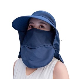 Ksakura Women's Gardening Hat, UV Protection, Sun Visor, Farm Work Hat, UV Protection, Wide Brim, Sun Protection, Gardening, Summer, Foldable, Outdoor, Camping, Unisex, navy1, Free size
