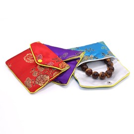 HugeDE 10 Pcs Silk Jewelry Pouch Satin Gift Bags Brocade Embroidered Bags Chinese Style Mini Purse Damask Coin Pouch 5 Colors