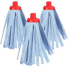 com-four® 3x mop replacement head with synthetic strips, classic replacement mop with absorbent mop strips, wringing mop head