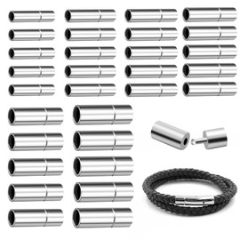 Bracelet Clasps, Pack of 30 Clasps for Bracelets, Bracelet Clasps, Tube End Clasp, Leather End Caps for Jewellery Making (2 mm/2.5 mm/3 mm/4 mm/5 mm/6 mm)
