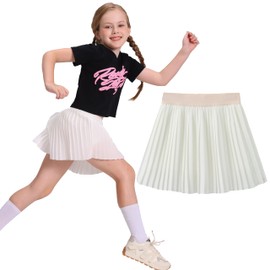 VilyR Girls Pleated Skirts Sport Skorts(White,160)