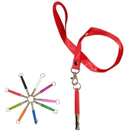 Professional Dog Training Whistle with Lanyard, 3 Adjustable Levels, Ultrasonic Anti-Barking Tool (Red)